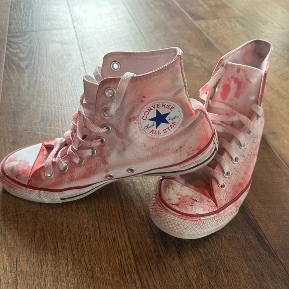 Converse Shoes - Women's Converse Red splatter White Chuck Taylor All Star High Top Sneakers US